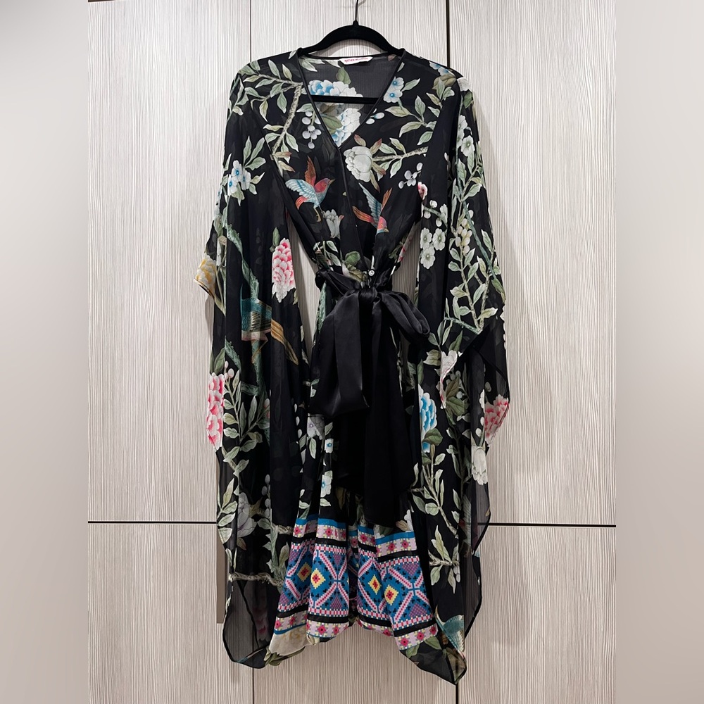 Matthew Williamson‎ Silk Kimono Dress UK10 US6 Floral Bird Print Rare Vintage